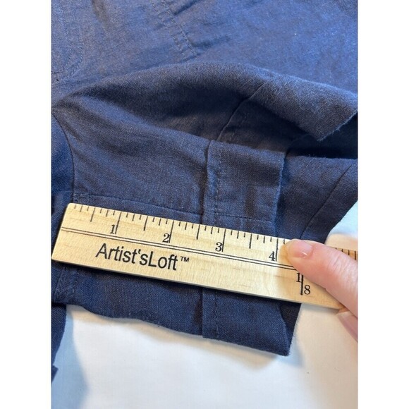Athleta Cabo Linen 4" Short Shorts Navy Blue 4 Drawstring Waist Pockets - Picture 7 of 11